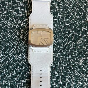 Guess White Leather Strap watch